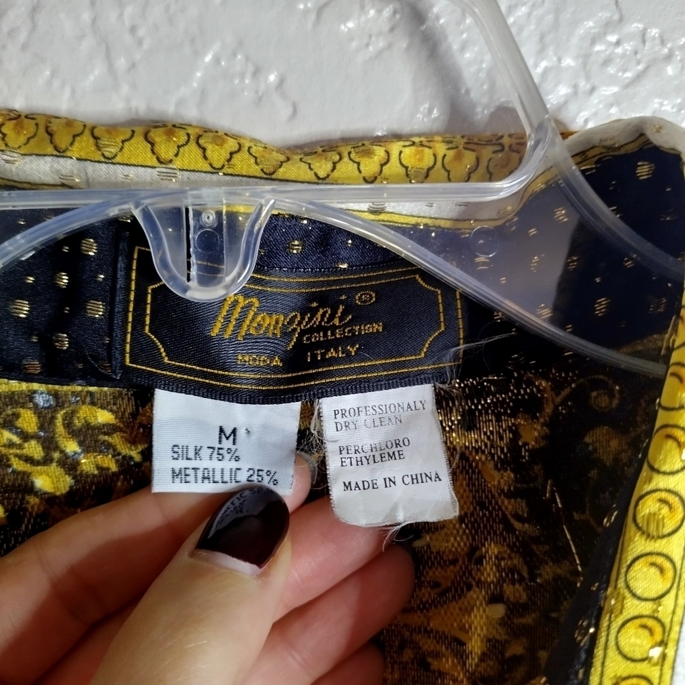 Monzini Collection Silk Metallic Sequence Leopard… - image 6